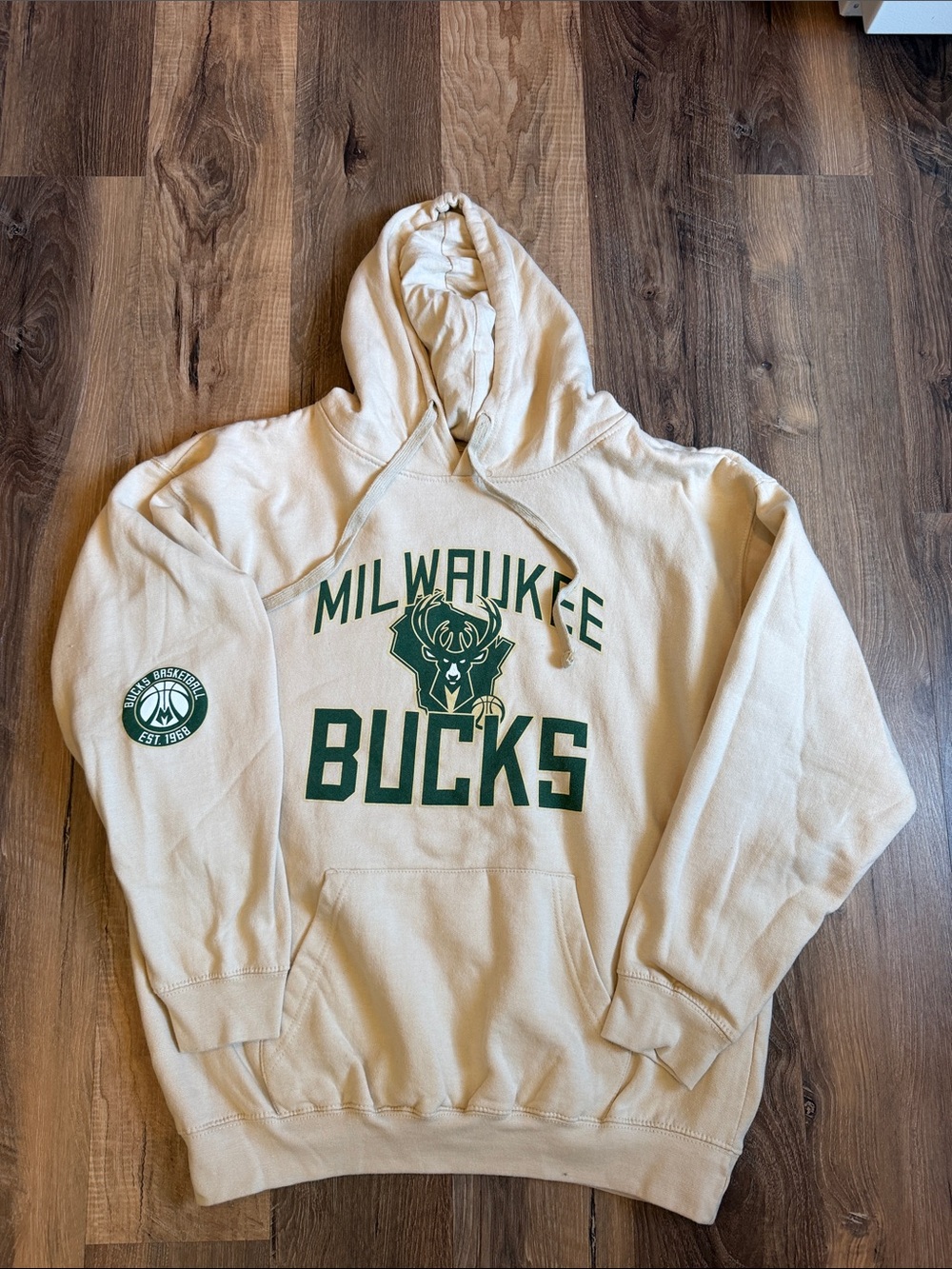 NBA Cream Pullover Hoodie with Black Logo